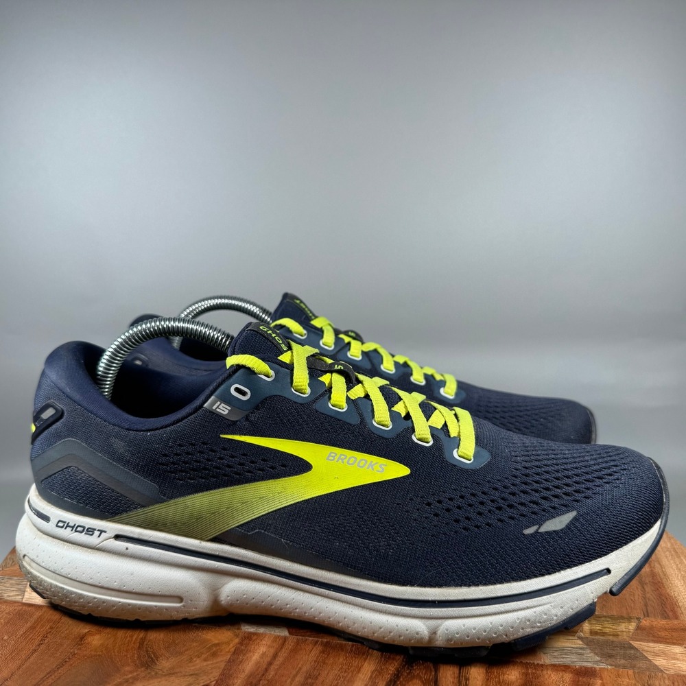 Brooks Ghost 15 Mens Running Shoes Navy Yellow 1103931D429 Size 9.5 D